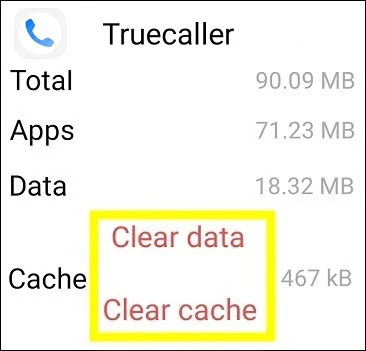 Clear Cahe & Data Of Truecaller App