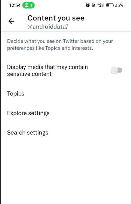 Toggle Off Display media that may contain sensitive content