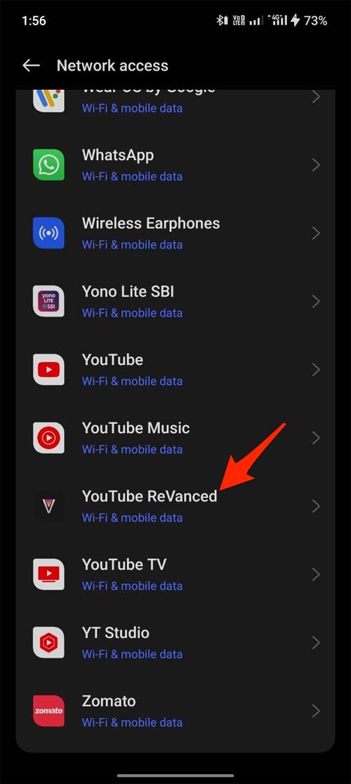 Enable Network Access For YT ReVanced App