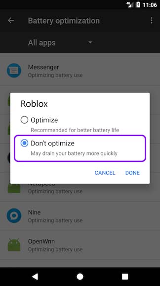 Turn Off Battery Optimization For Roblox