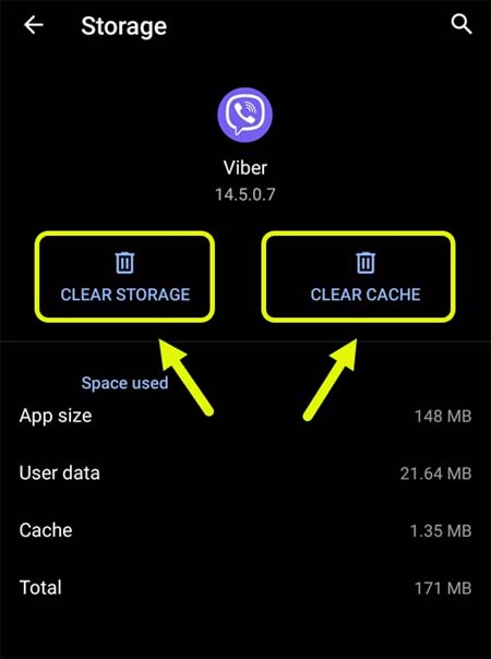 Clear Cache and data of Viber