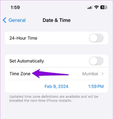Manually set the date and time on iPhone